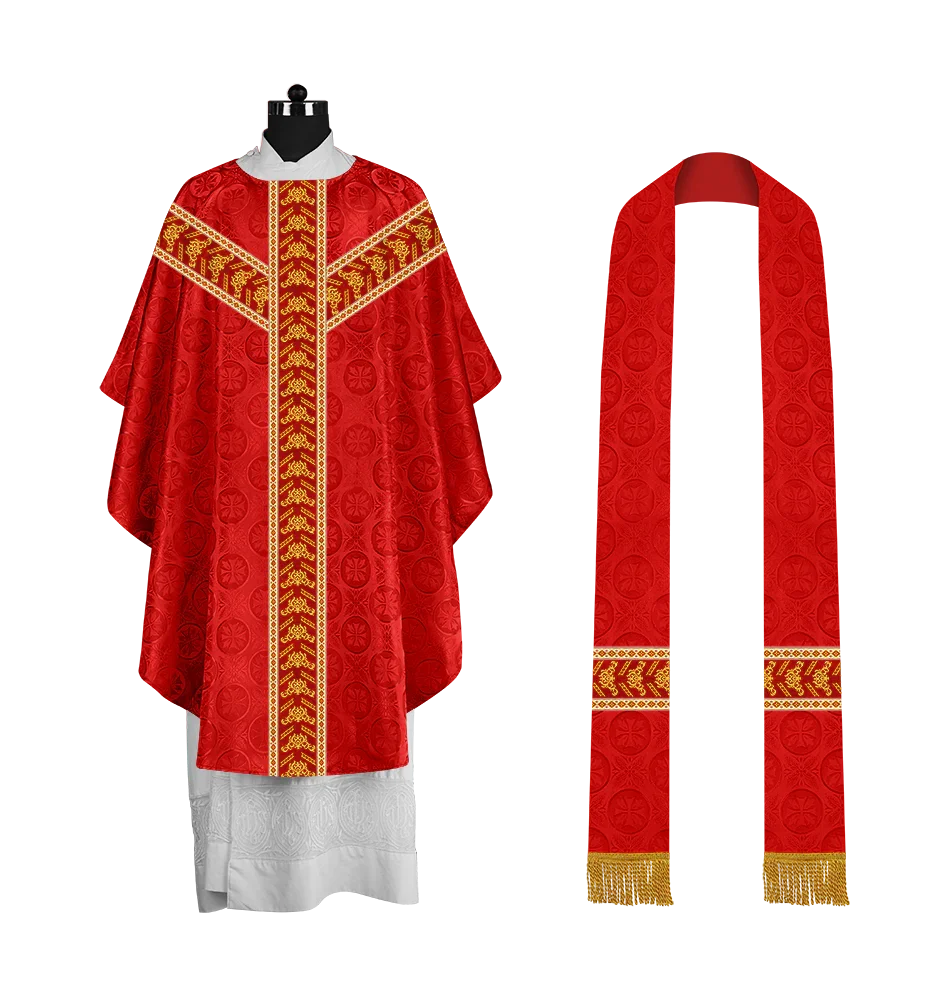 Liturgical Gothic Chasuble with Fine Embroidery Motif