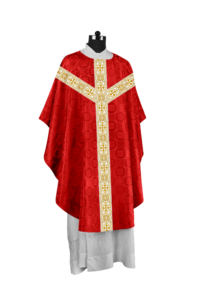Priest Chasuble with Classic Braided Orphrey and Trims