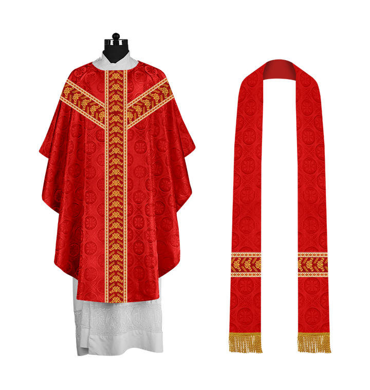 Liturgical Gothic Chasuble with Fine Embroidery Motif