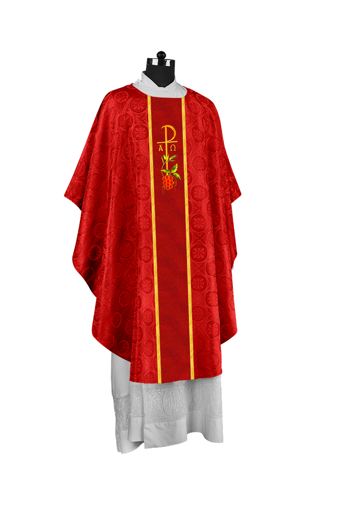 Gothic Chasuble with Elegant Embroidered Liturgical Motif