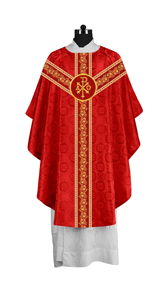 Priest Gothic Chasuble with Grapes Embroidered Orphrey