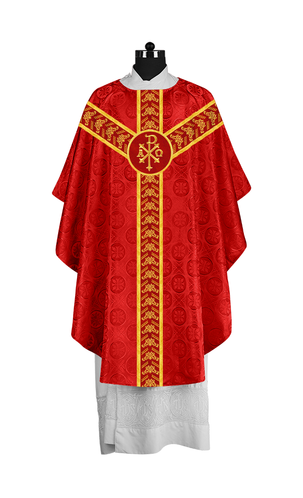 Traditional Gothic Chasuble Vestment with Embroidered Orphrey