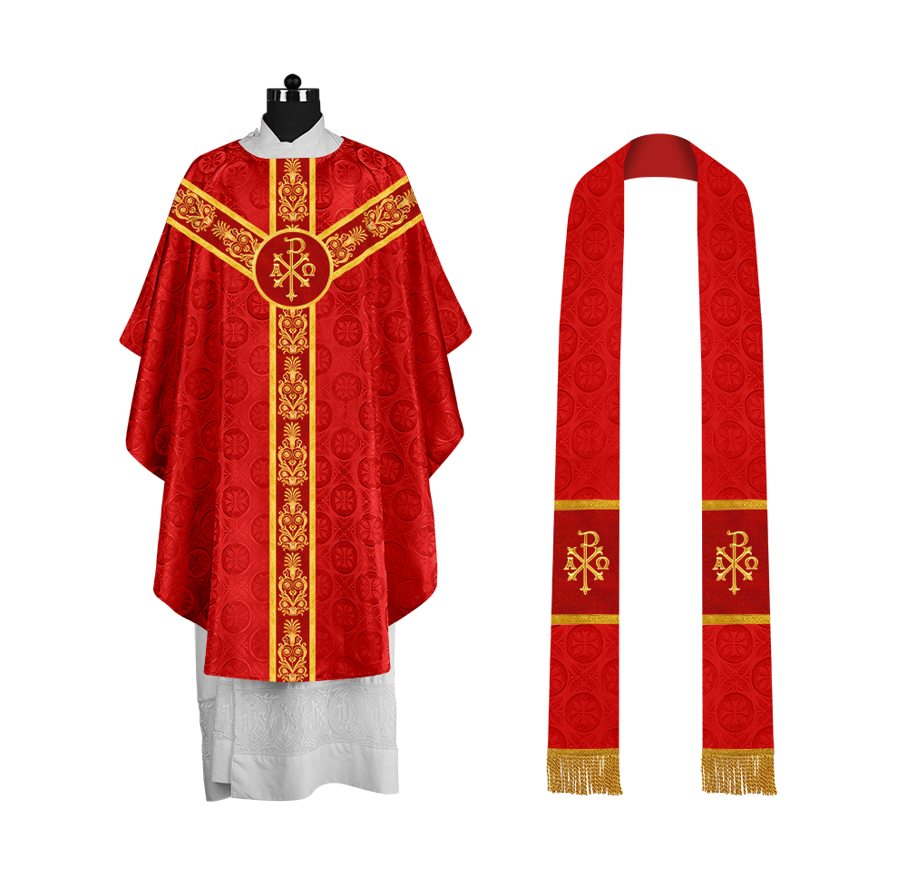 Handcrafted Gothic Chasuble with Traditional Embroidered Orphrey