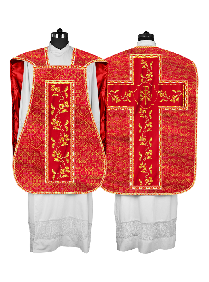 Roman Chasuble vestment with Floral Design and Trims