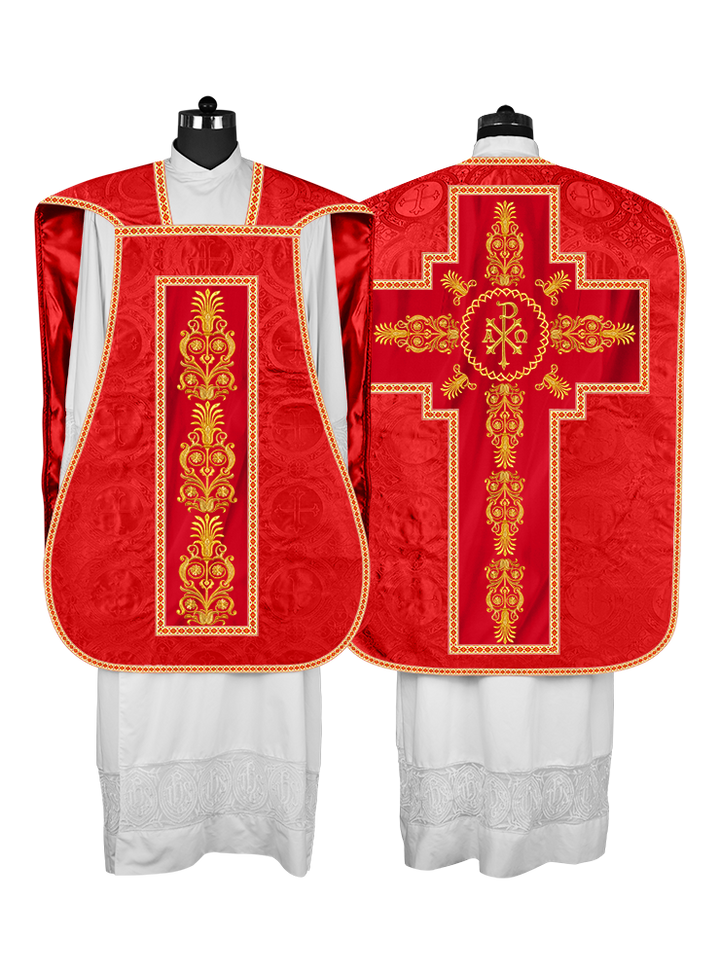 Roman Chasuble Vestments Adorned with Trims