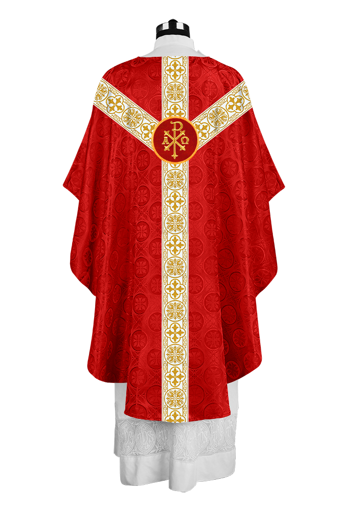 Priest Chasuble with Classic Braided Orphrey and Trims