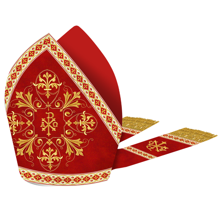 Mitre with Embroidered Motif and Trims