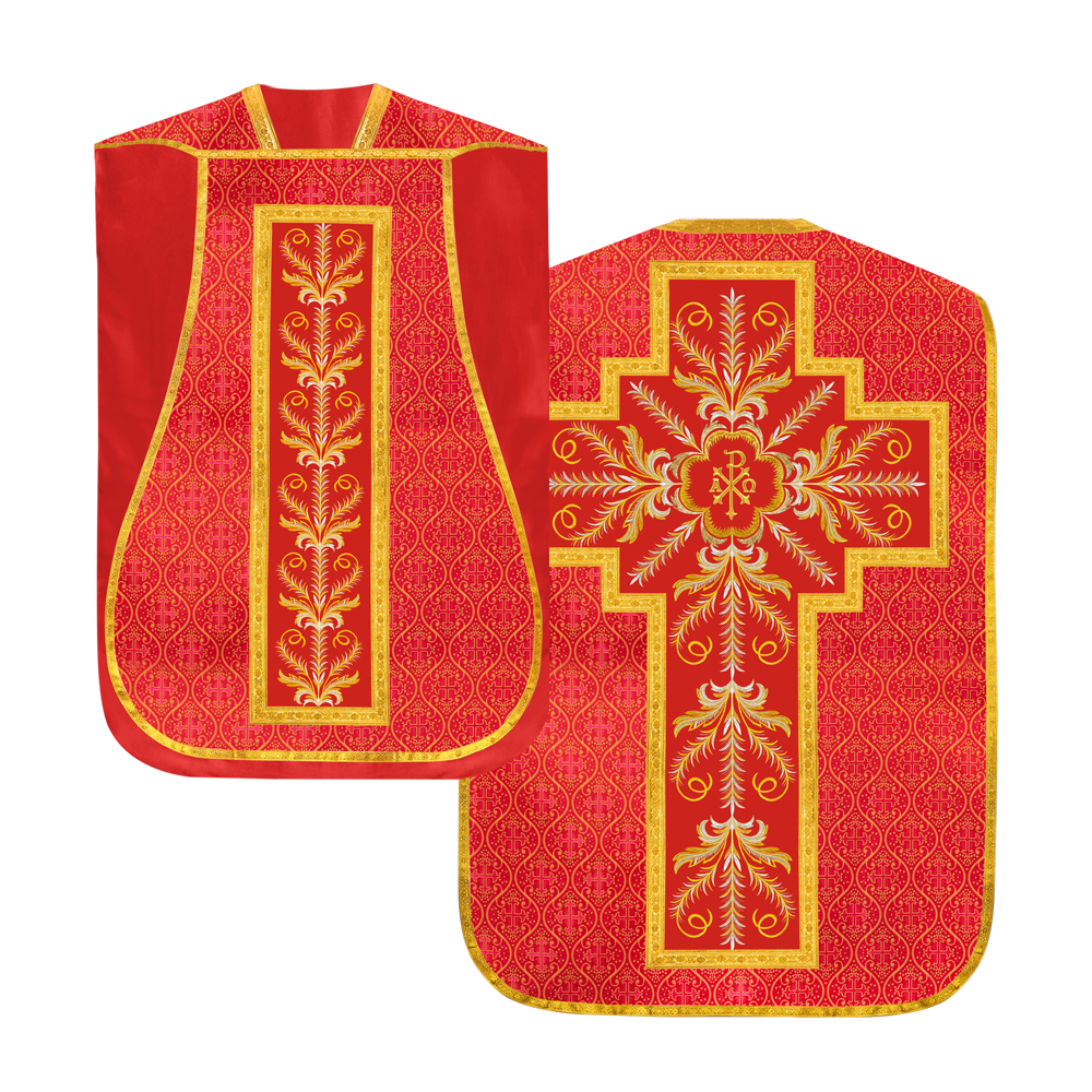 Set of Four Roman Chasuble with liturgical motifs