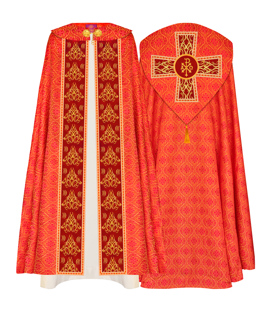 GOTHIC COPE VESTMENTS WITH LITURGICAL EMBROIDERY AND TRIMS