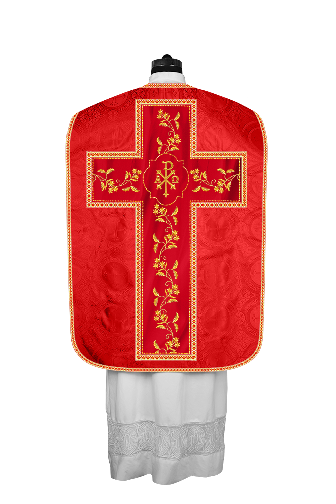 Roman Chasuble vestment with Floral Design and Trims