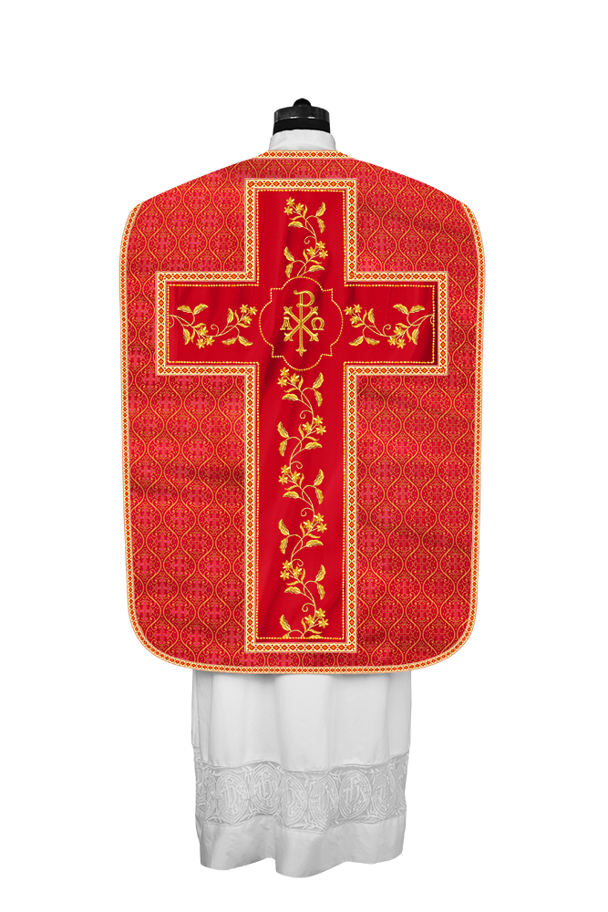 Roman Chasuble vestment with Floral Design and Trims