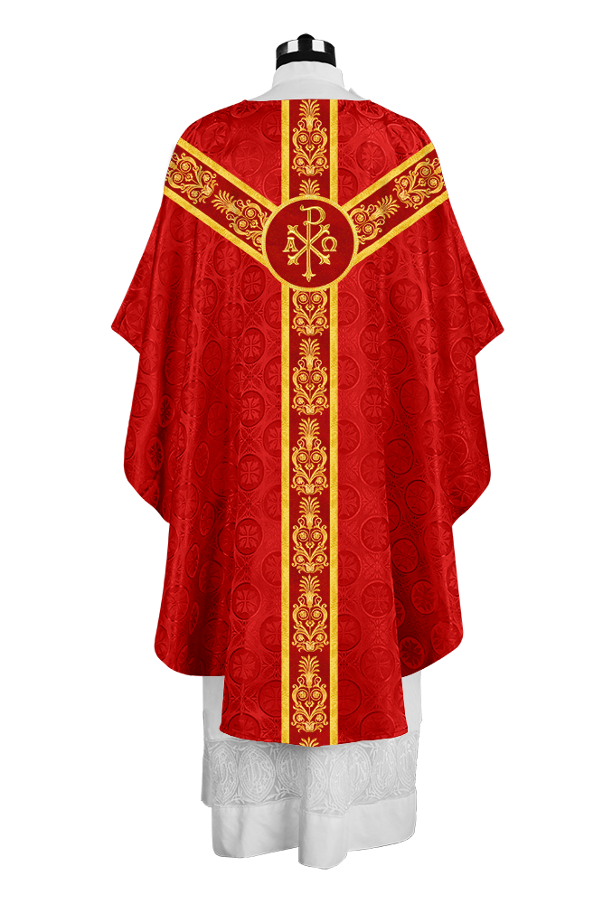 Handcrafted Gothic Chasuble with Traditional Embroidered Orphrey