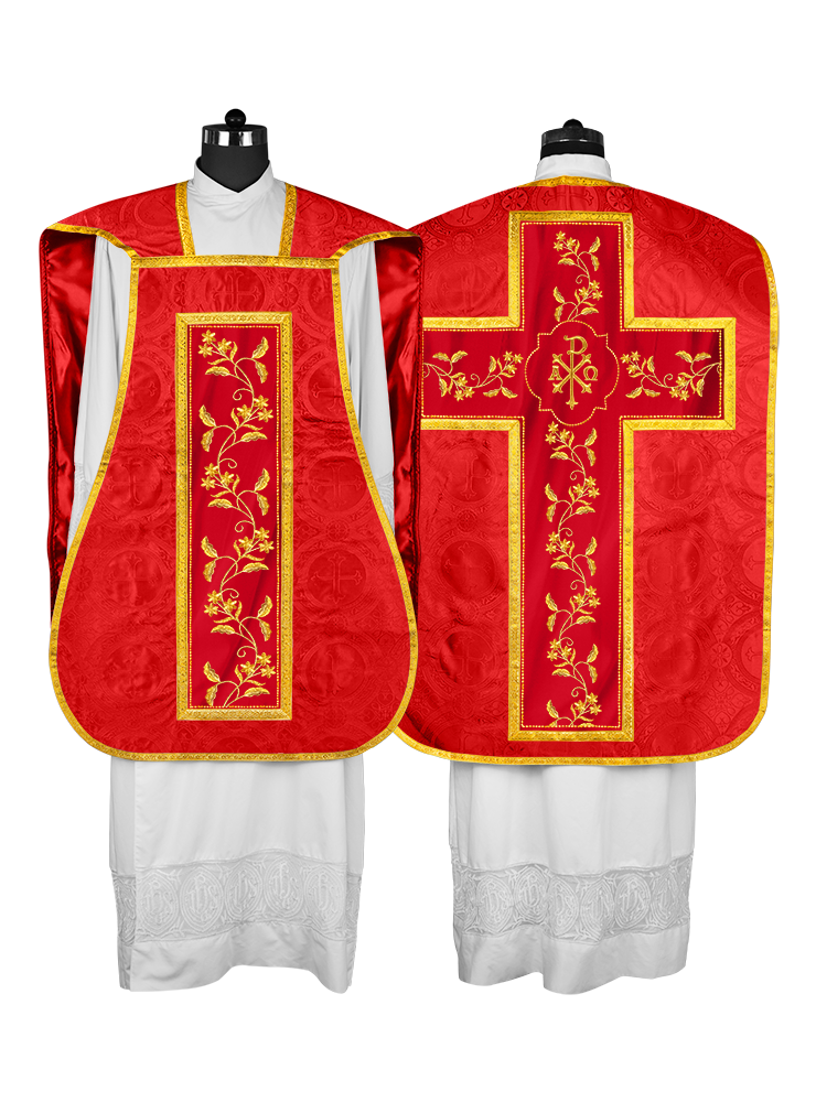 Elegant Roman chasuble vestment - Floral collection