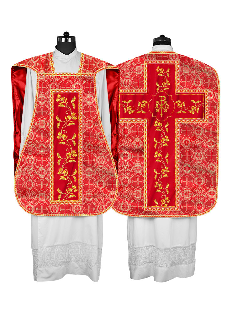 Roman Chasuble vestment with Floral Design and Trims