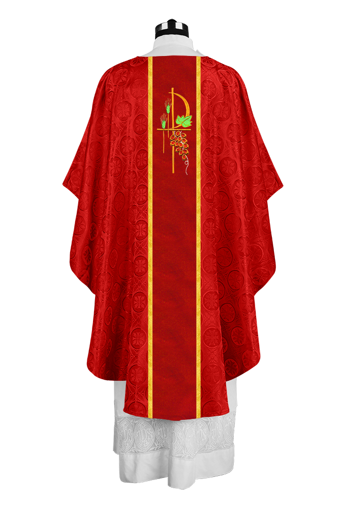 Gothic Chasuble with Elegant Embroidered Liturgical Motif
