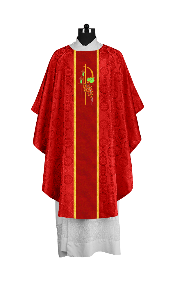 Gothic Chasuble with Elegant Embroidered Liturgical Motif