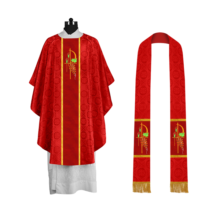 Gothic Chasuble with Elegant Embroidered Liturgical Motif