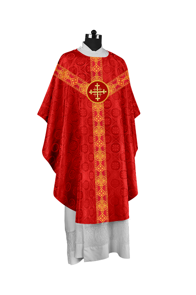Liturgical Gothic Chasuble with Fine Lace Orphrey and Motif