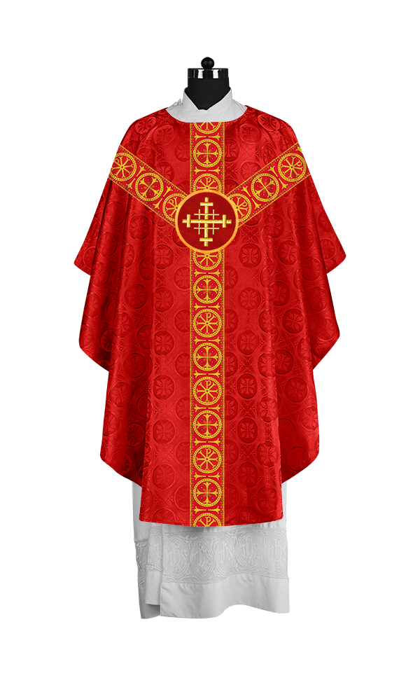 Gothic-Style Chasuble in Premium Fabric with Spiritual Motif