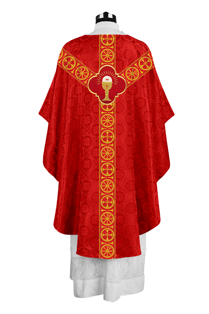 Handcrafted Liturgical Chasuble Adorned with Braided Orphrey