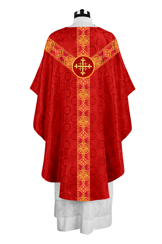 Liturgical Gothic Chasuble with Fine Lace Orphrey and Motif