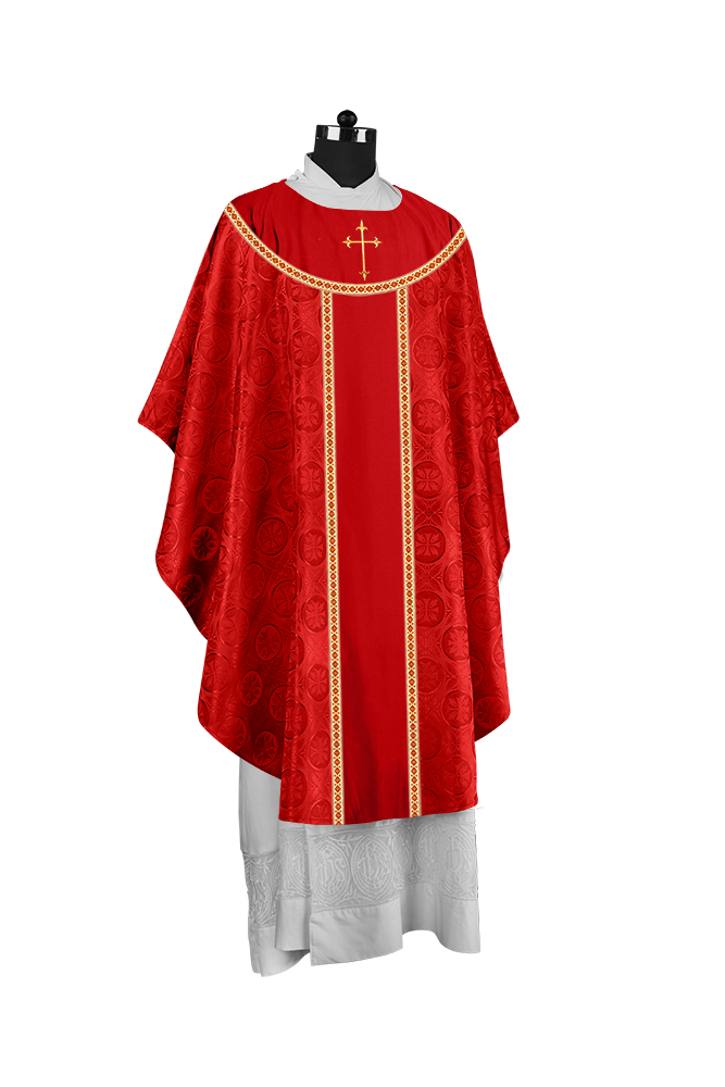 Ornate Gothic Chasuble with embroidered Cross Motif