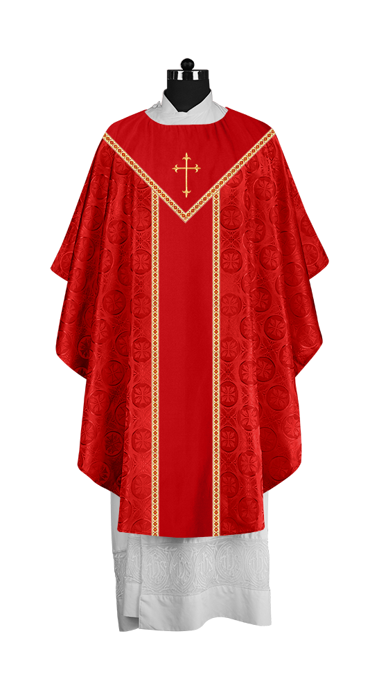 Ornate Gothic Chasuble with embroidered Cross Motif