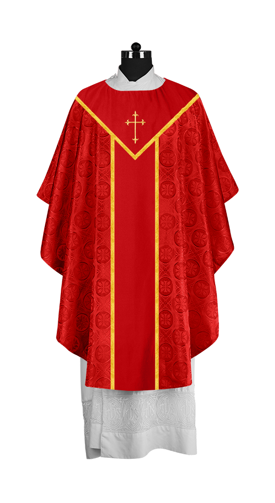 Ornate Gothic Chasuble with embroidered Cross Motif