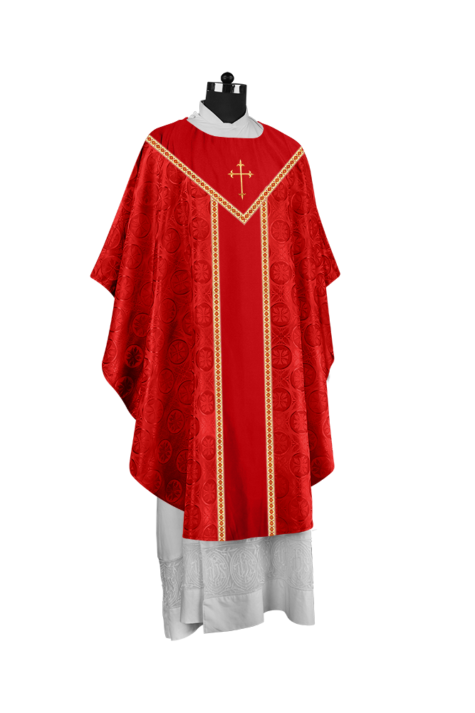 Ornate Gothic Chasuble with embroidered Cross Motif