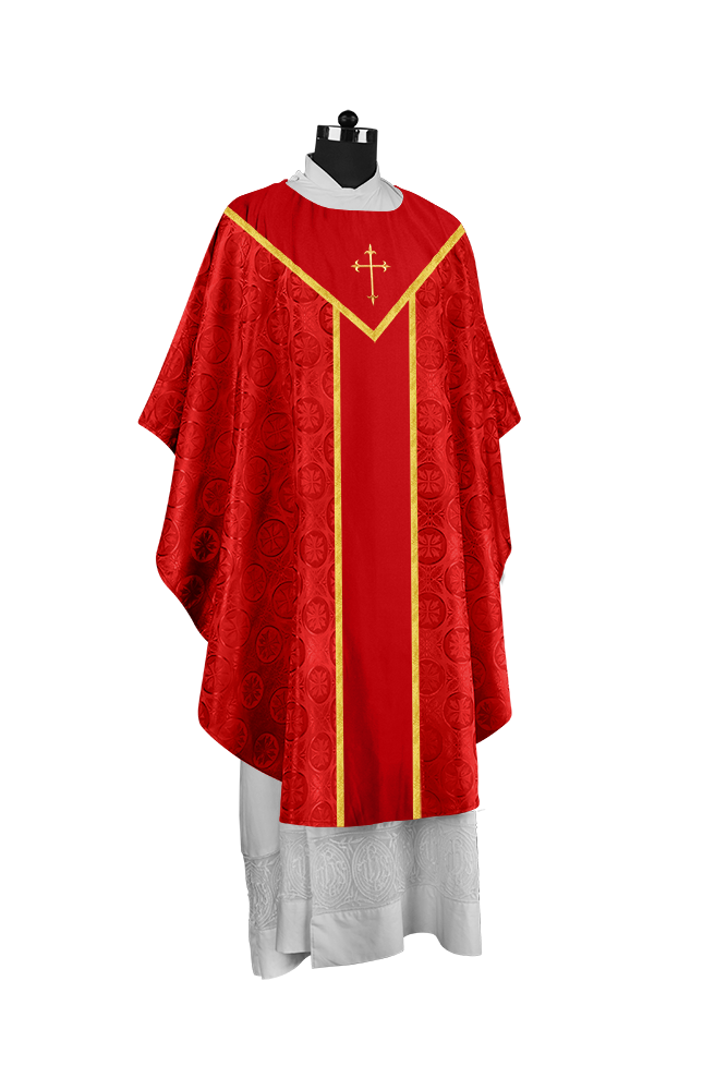 Ornate Gothic Chasuble with embroidered Cross Motif