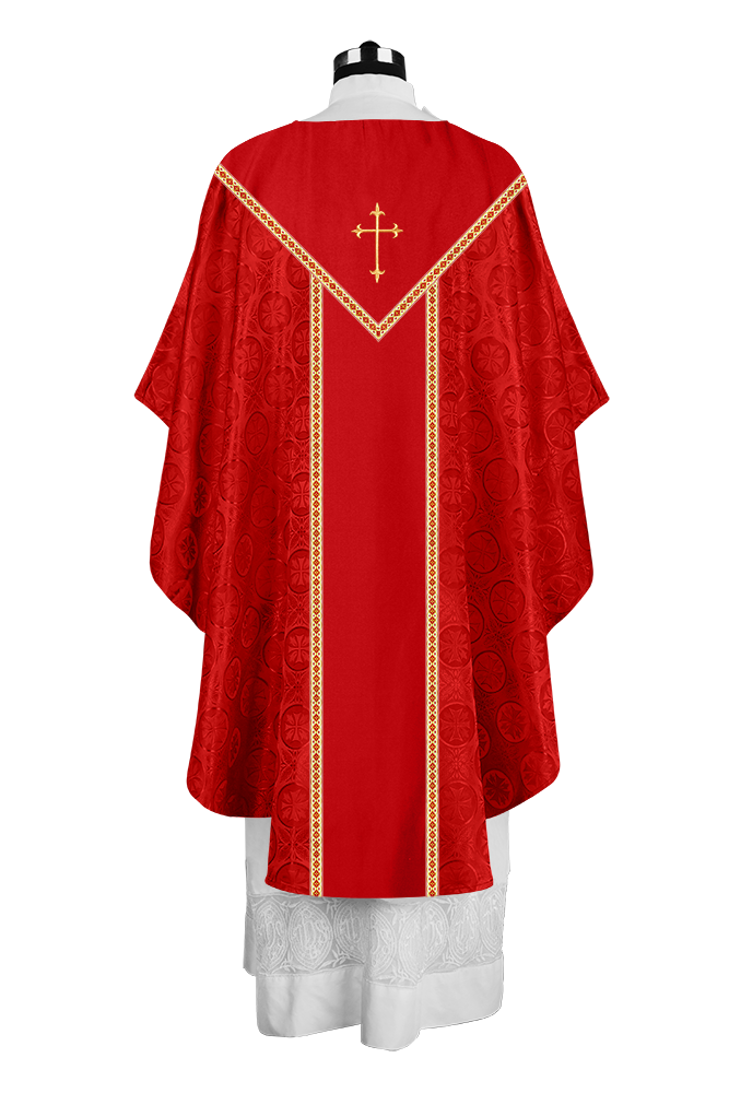 Ornate Gothic Chasuble with embroidered Cross Motif