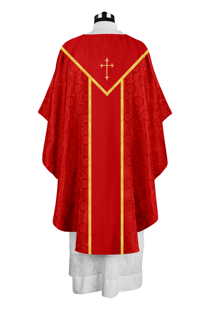 Ornate Gothic Chasuble with embroidered Cross Motif