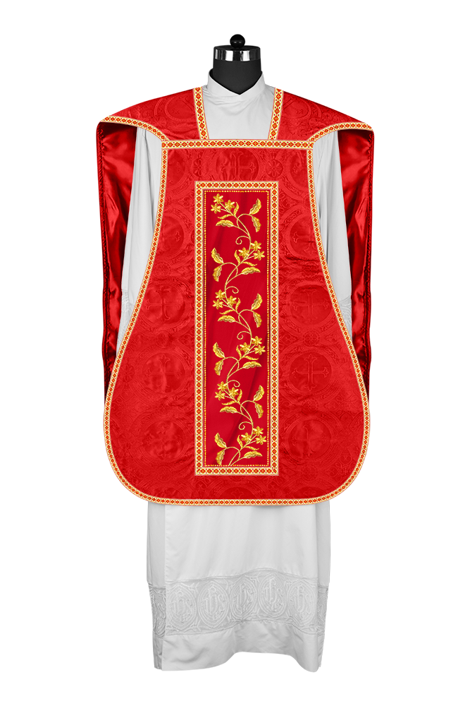 Roman Chasuble vestment with Floral Design and Trims