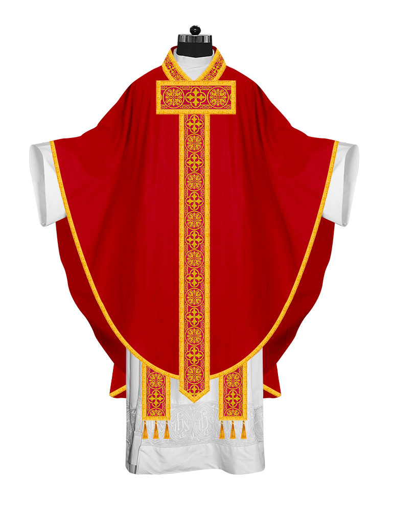 Gothic Chasuble Vestment with Woven Braided Trims