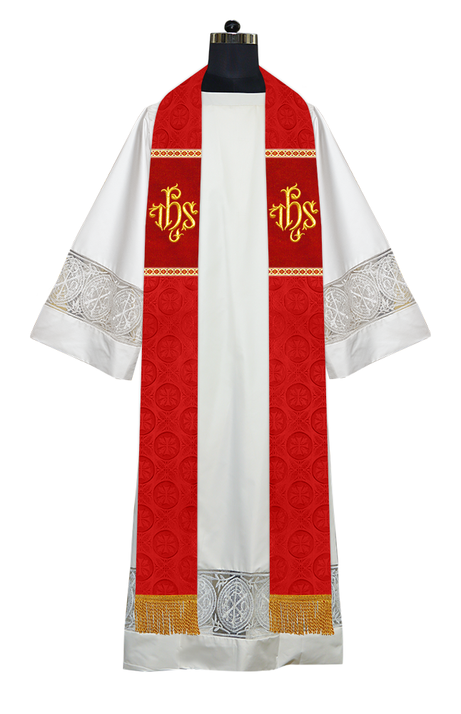 Liturgical Stole Adorned with Spiritual Motif and Trims