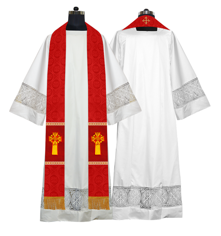 Traditional Minister Stole with Embroidered Cross Motif