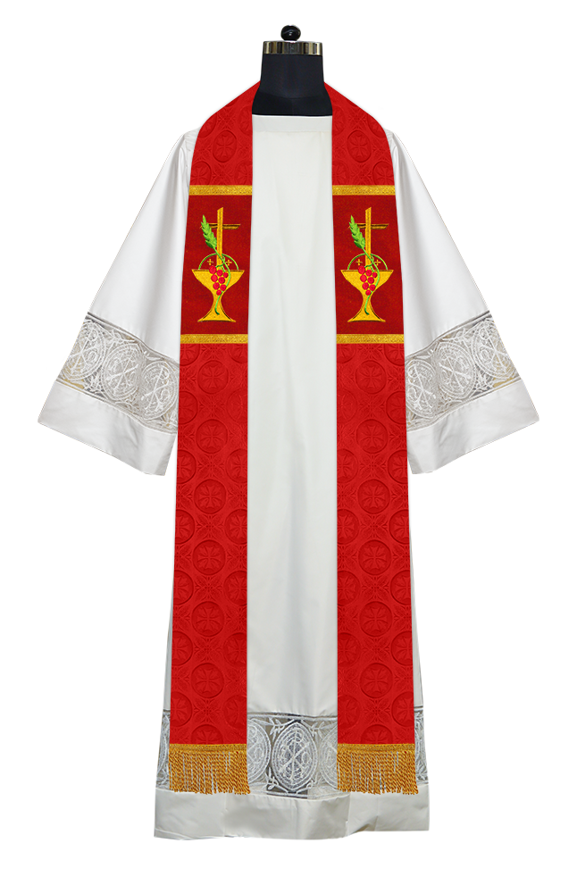 Elegant Clergy Stole with Grapes Embroidery