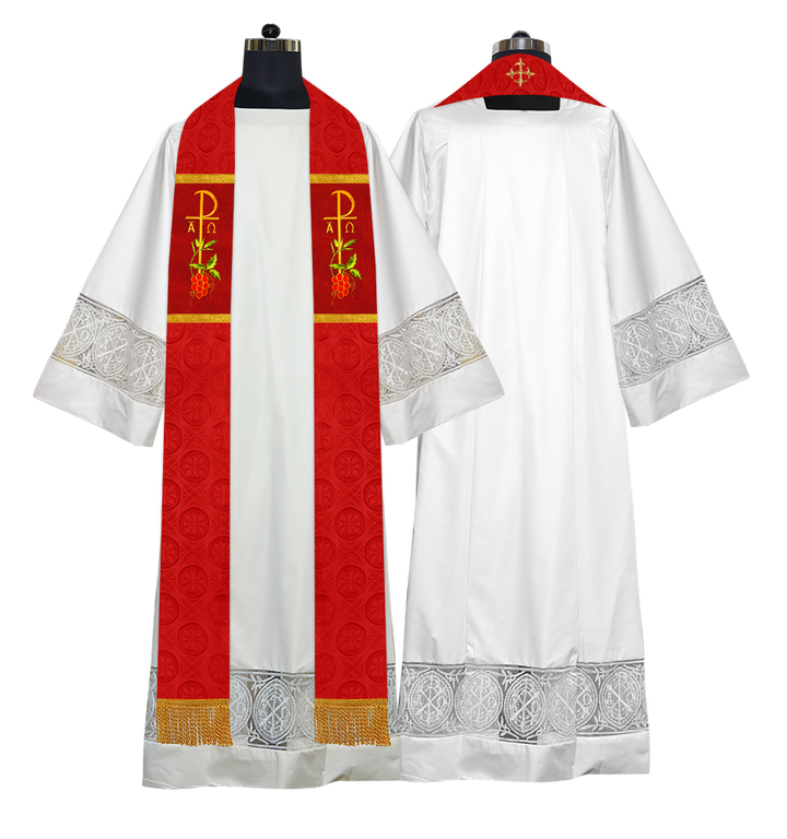 Elegant Clergy Stole with Grapes Embroidery