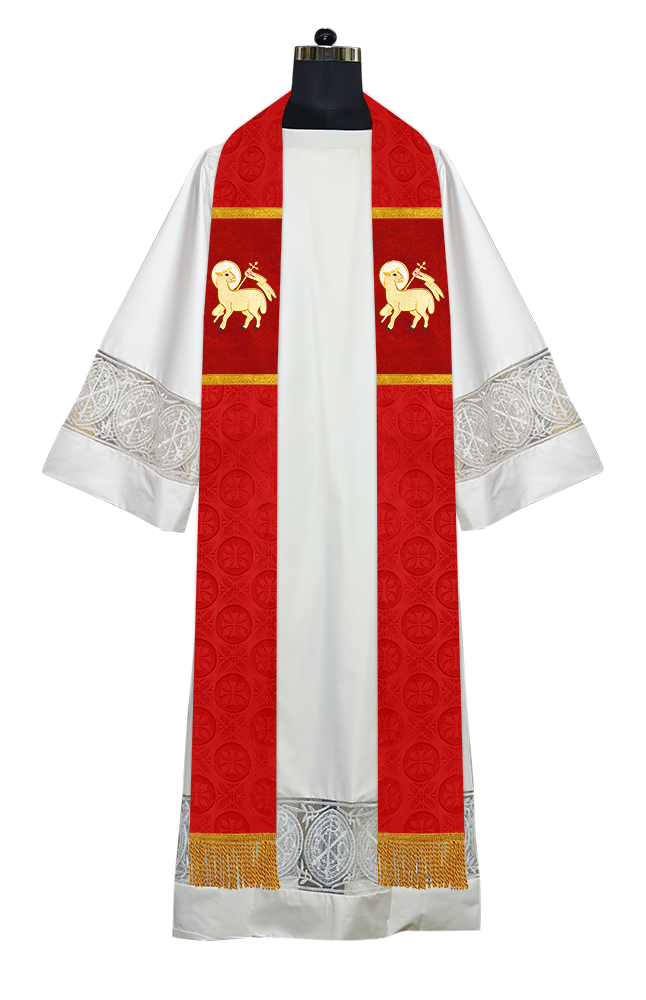 Handmade Pastor Stole with Embroidered Spiritual Motif