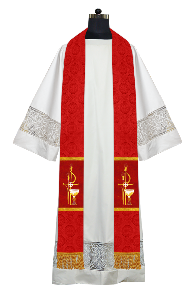 Minister Stole with Ornate Embroidered Motif