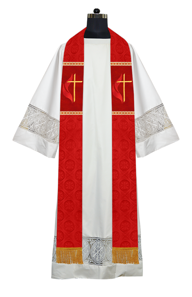Traditional Minister Stole with Embroidered Cross Motif