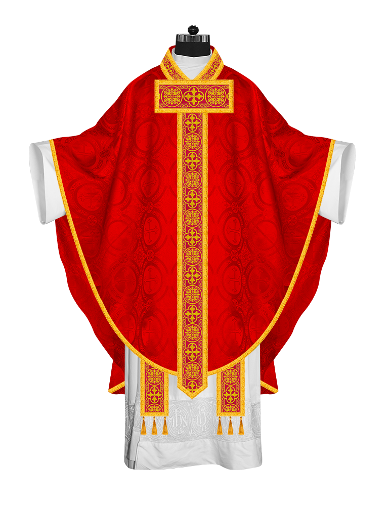 Gothic Chasuble Vestment with Woven Braided Trims