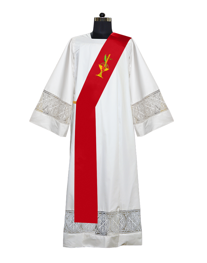Communion motif embroidered deacon stole