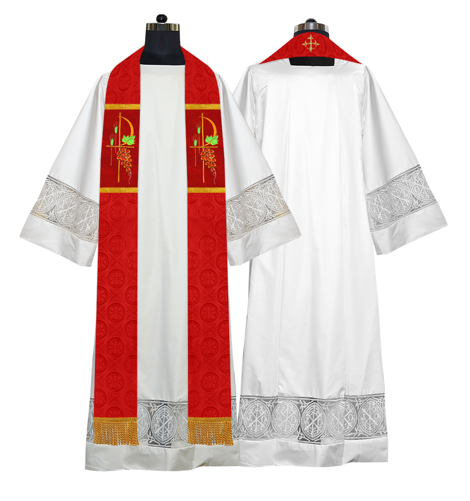 Elegant Clergy Stole with Grapes Embroidery