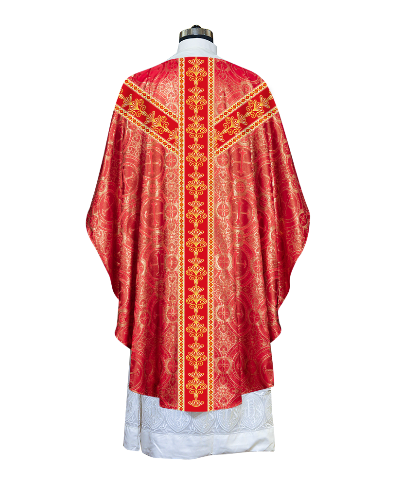 GOTHIC CHASUBLE VESTMENTS WITH LITURGICAL MOTIFS AND TRIMS