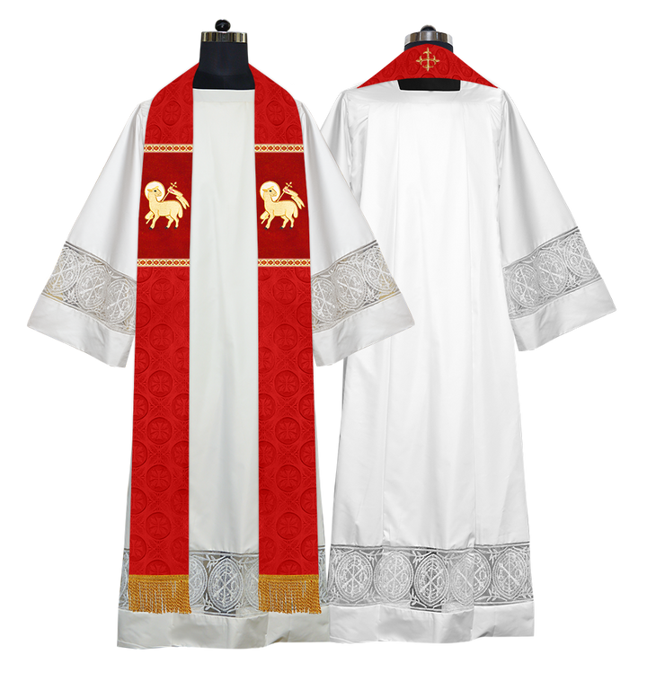 Liturgical Stole Adorned with Spiritual Motif and Trims