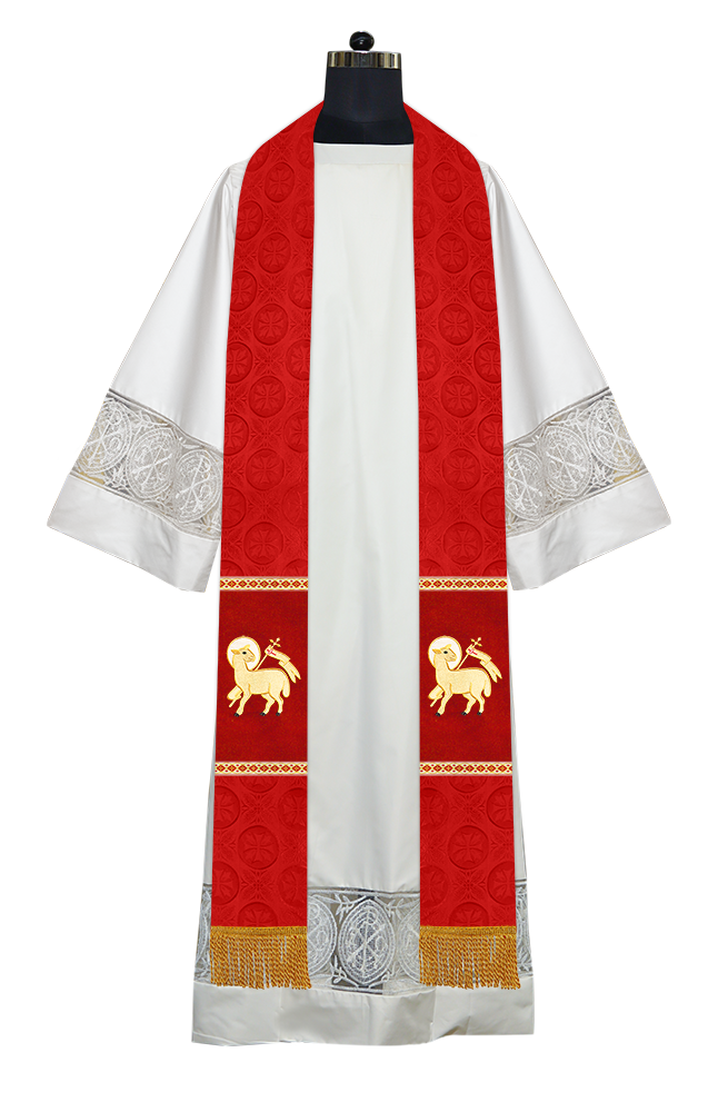 Liturgical Stole Adorned with Spiritual Motif and Trims