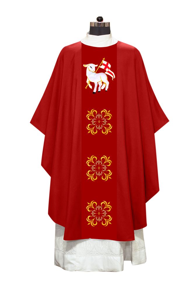 GOTHIC CHASUBLE VESTMENT EMBELLISHED WITH LITURGICAL MOTIFS