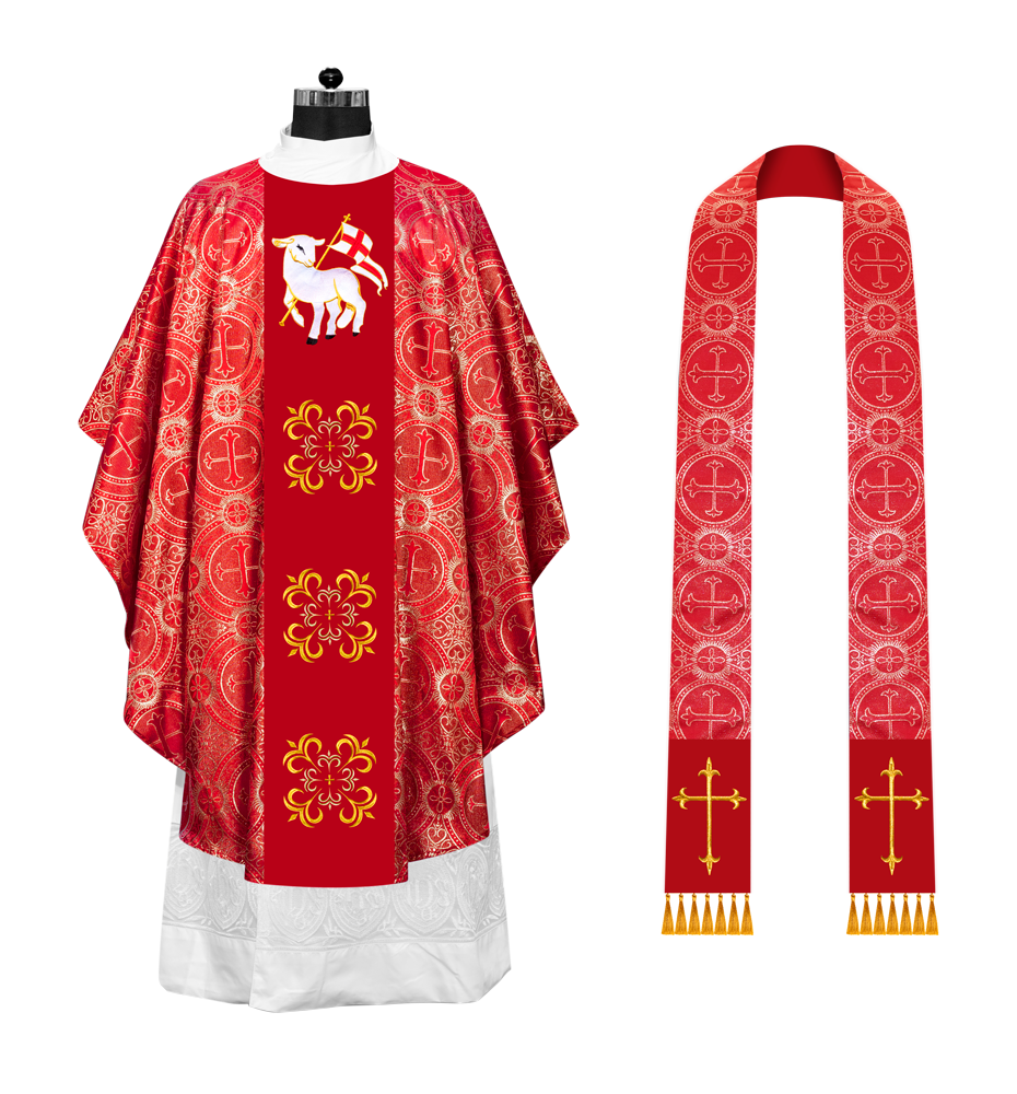 GOTHIC CHASUBLE VESTMENT EMBELLISHED WITH LITURGICAL MOTIFS