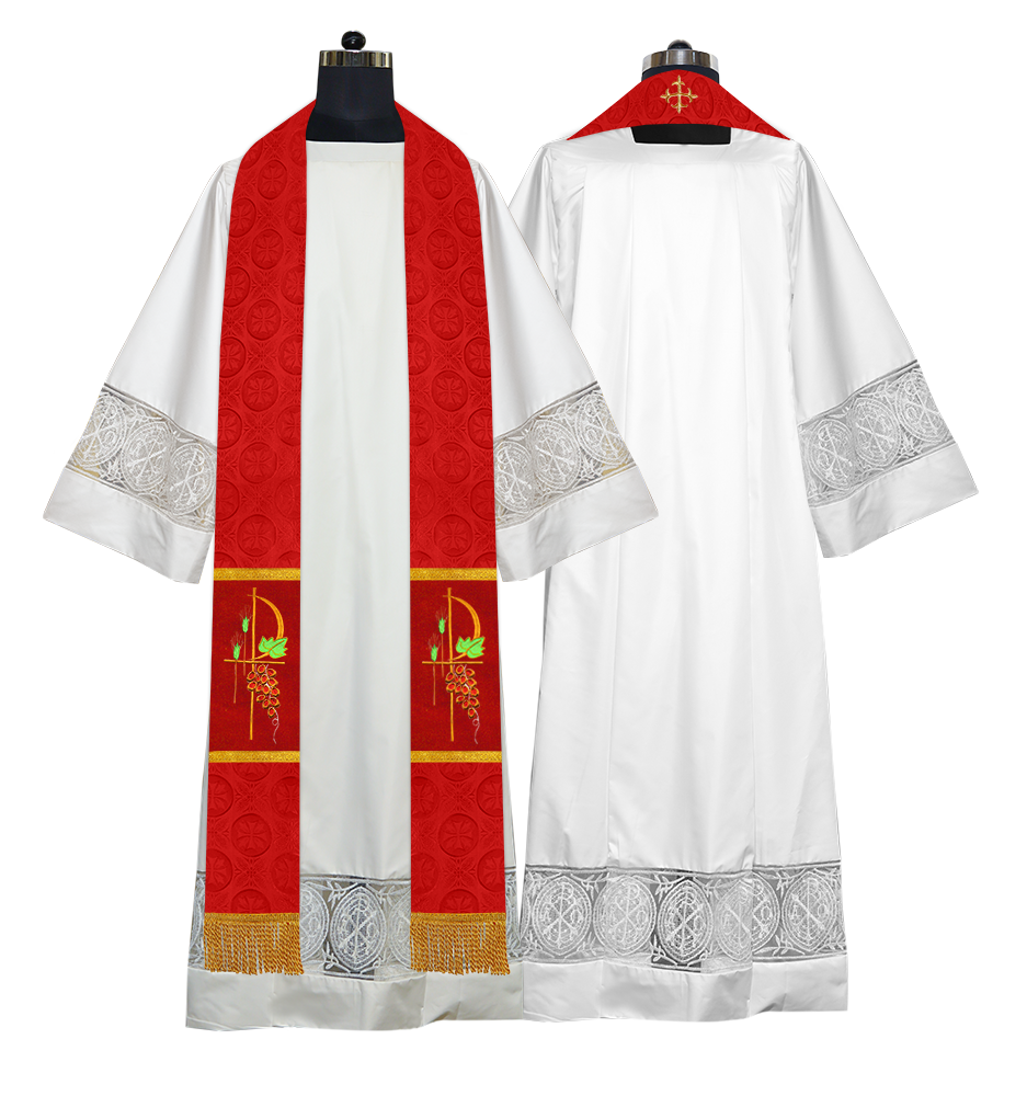 Elegant Clergy Stole with Grapes Embroidery